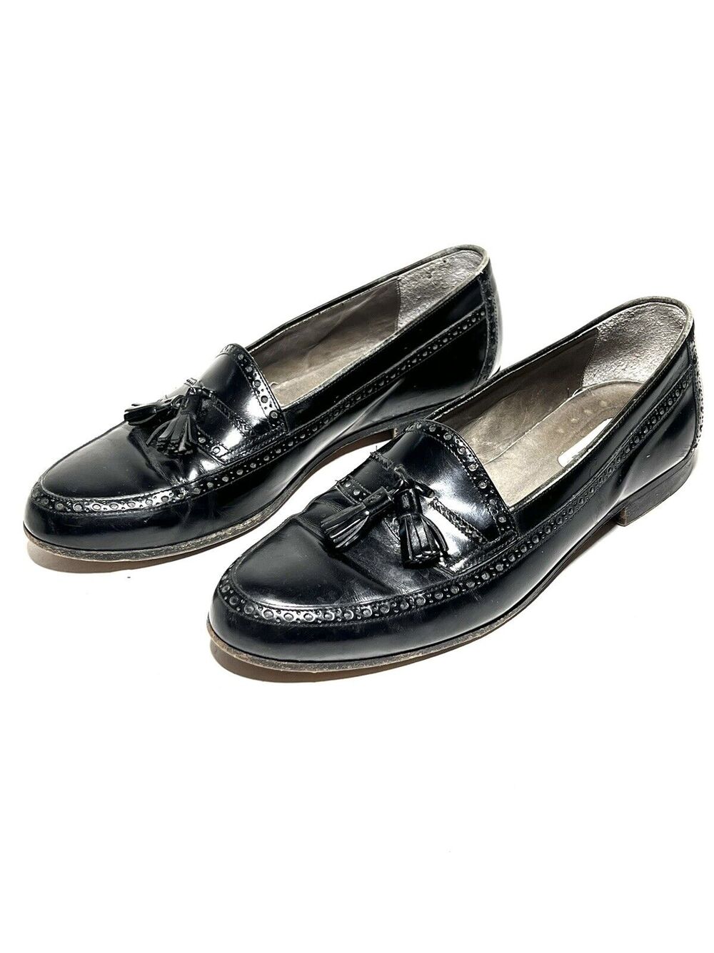 Bally Men's VGUC Black Leather Tassel Slip On Loafer Shoe Size 8.5 D